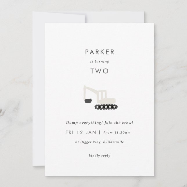 Convite de Aniversário Mínimo do Partido da Constr (Frente)