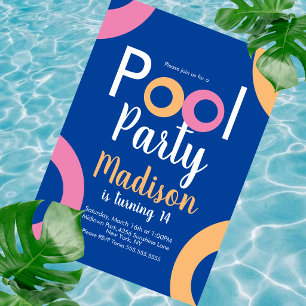 Convite de Aniversário Mínimo para Festa na Piscin