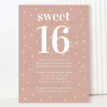 Convite de aniversário Modern Sweet 16<br><div class="desc">Personalize este design com a data,  hora e local. Este cartão funciona como um convite de aniversário para uma festa.</div>