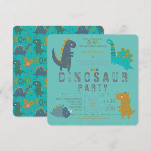 Convite de Aniversário moderno fofo de Dinossauro