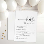 Convite de aniversário moderno minimalista<br><div class="desc">Este convite de aniversário de 70 de tipografia minimalista é perfeito para uma festa de aniversário moderna. A simples design apresenta uma tipografia clássica minimalista, a preto e branco, com um toque moderno. Personalizável em qualquer cor. Mantenha o design mínimo e elegante, como está, ou personalize-o adicionando seus próprios gráficos...</div>