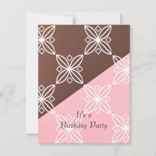 Convite de Aniversário Moderno Rosa e Chocolate