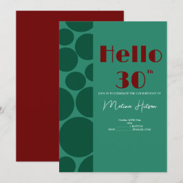 Convite de Aniversário Moderno Verde e Burgundy