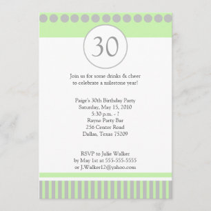 Convite de Aniversário Moderno Verde e Silver 5x7