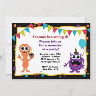 Convite de aniversário Monster