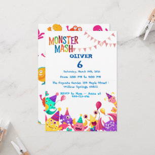 Convite de Aniversário Monster Mash - Festa Infant