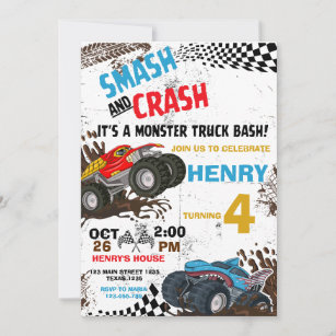 Convite de aniversário Monster Truck