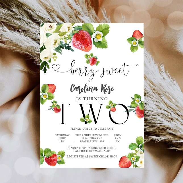 Convite de Aniversário Morango Doce de Frutas (Criador carregado)