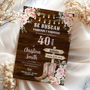 Convite de Aniversário Mulher Adulta Floral Rústic