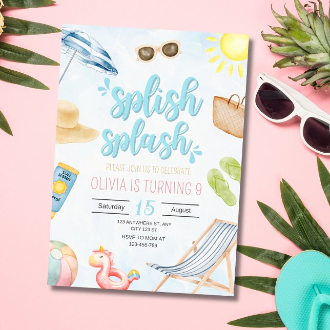 Convite de Aniversário na Piscina, Aniversário de  (Criador carregado)