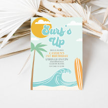 Convite de Aniversário na Praia Surfs Up