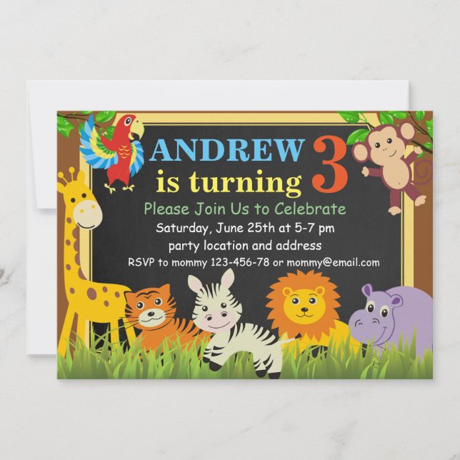Convite de Aniversário na Selva, Convite de Aniver (Frente)