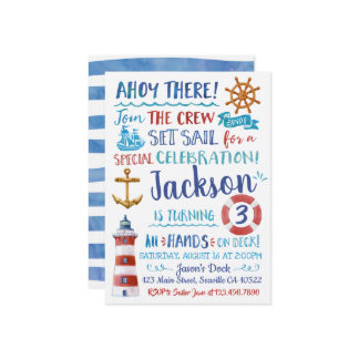 Convite de Aniversário Náutico de Aquarela