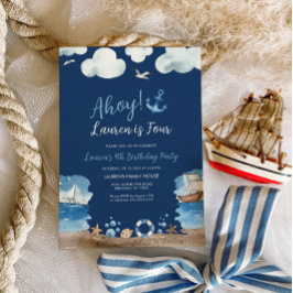 Convite de aniversário náutico marinho
