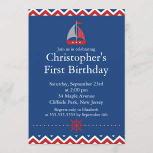 Convite de aniversário náutico moderno do veleir
