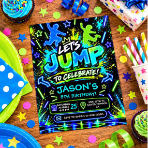Convite de Aniversário Neon Jump