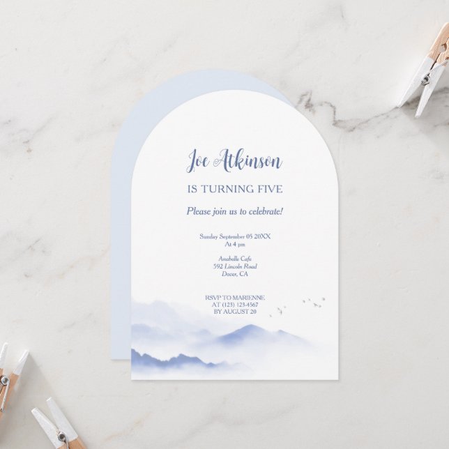 Convite de aniversário neutro para as montanhas az (Frente/Verso In Situ)