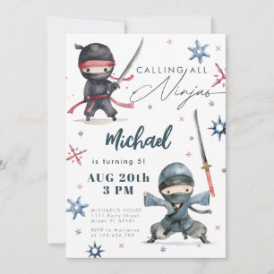 Convite de Aniversário Ninja Artes Marciais Cara