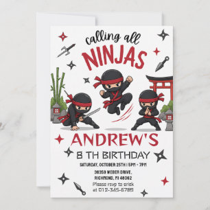 Convite de Aniversário Ninja Personalizado