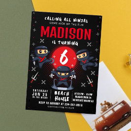 Convite de aniversário Ninja Preto