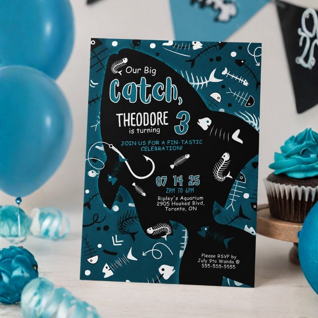 Convite de Aniversário Nossa Grande Captura (Big Catch Birthday Invitation For Kids)