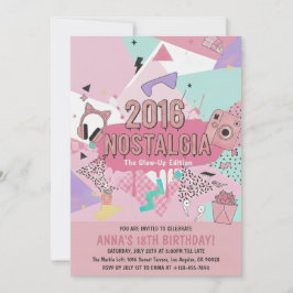 Convite de Aniversário Nostalgia Glow-Up 2016