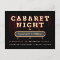 Convite de aniversário Noturno de Cabaret