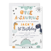 Convite de Aniversário One A - Saurus Kids 1st