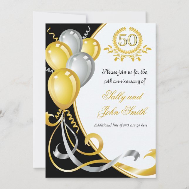 Convite de Aniversário Ouro e Prata de 50º Anivers (Frente)