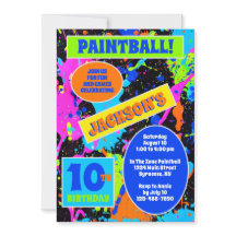 Convite de aniversário Paintball