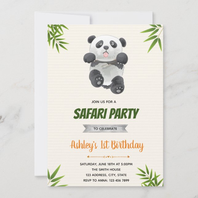 convite de aniversário panda (Frente)