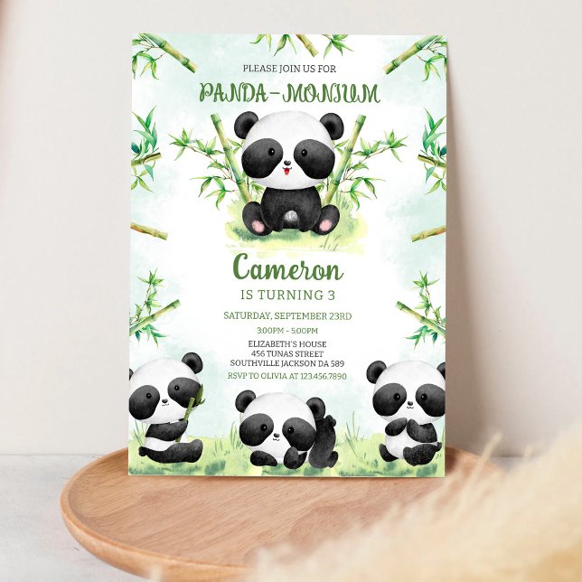 Convite de Aniversário Panda-monium Panda (Criador carregado)