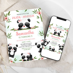 Convite de Aniversário Panda-monium Panda
