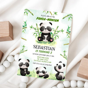 Convite de Aniversário Panda Panda-mônio