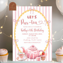 Convite de Aniversário Par-Tea com Ilustração Excê