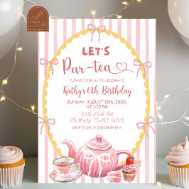 Convite de Aniversário Par-Tea com Ilustração Excê