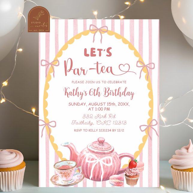 Convite de Aniversário Par-Tea com Ilustração Excê (Criador carregado)