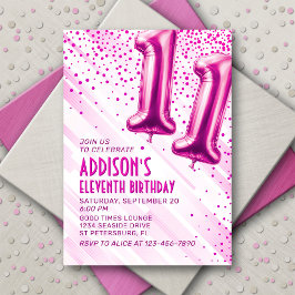 Convite de Aniversário para 11 Rosa