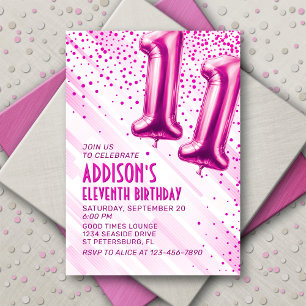 Convite de Aniversário para 11 Rosa