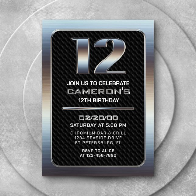 Convite de Aniversário para 12 de Menino (Criador carregado)