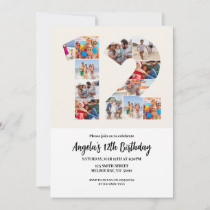Convite de Aniversário para 12 - Número 12
