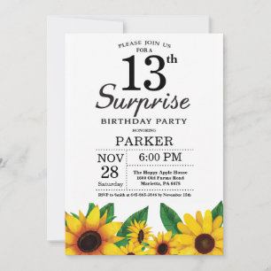 Convite de Aniversário para 13 de Surpresa de Gira