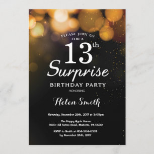 Convite de aniversário para 13 de Surpresa Dourada