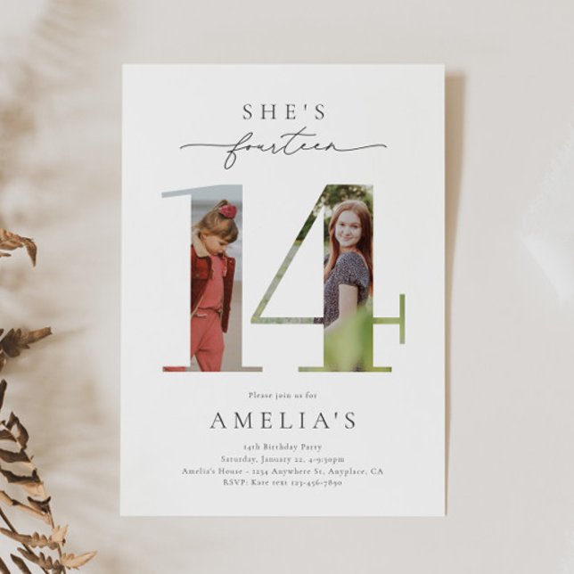 Convite de aniversário para 14 de Foto (Criador carregado)