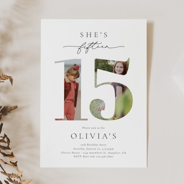 Convite de aniversário para 15 de foto impresso (Criador carregado)