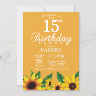 Convite de Aniversário para 15 de Girassol