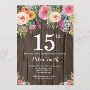 Convite de Aniversário para 15 Floral Russo