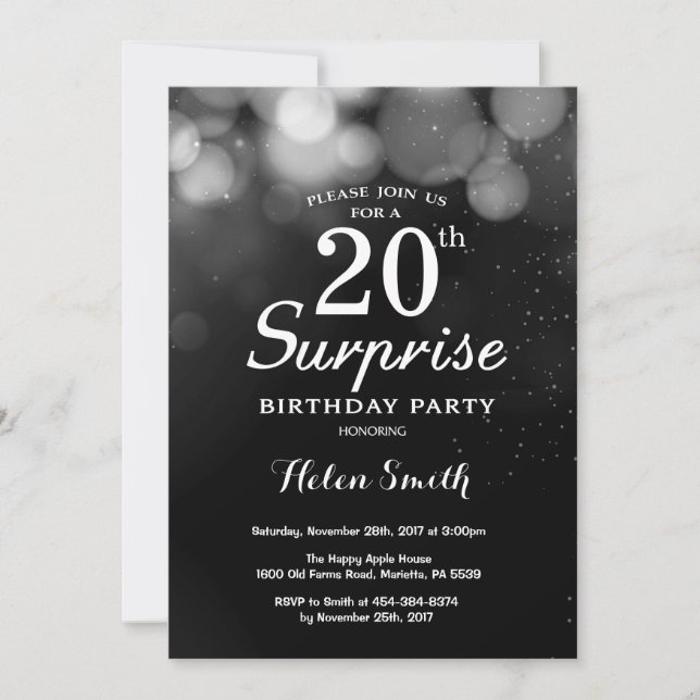 Convite de Aniversário para 20 de Surpresa de Silv (Frente)
