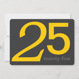 Convite de Aniversário para 25 de Carvão e Amarelo