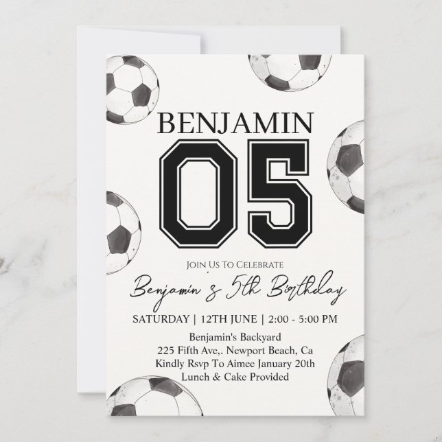 Convite de Aniversário para 5 de Futebol - Festa d (Frente)